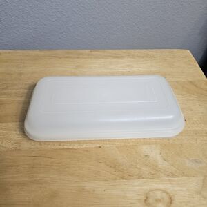 Vintage Tupperware Rectangular Storage Container w/Lid Almond Microwave USA